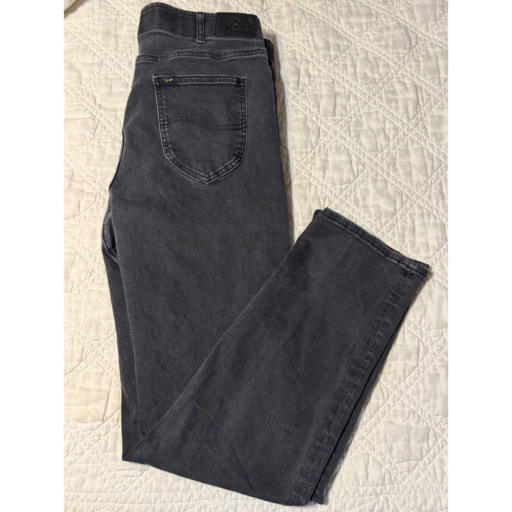 Lee Extreme Motion MVP Jeans Mens 36x34 Black Regular Straight Leg Stretch Denim